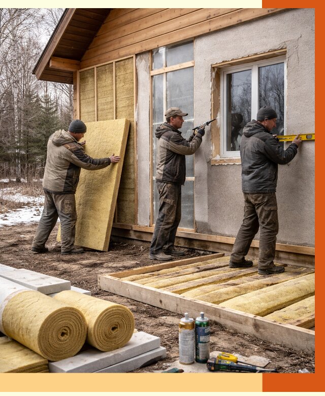 Утепление дачного дома в Кунгуре от 4872 руб/м2 — недорого | ТепломастерКнг