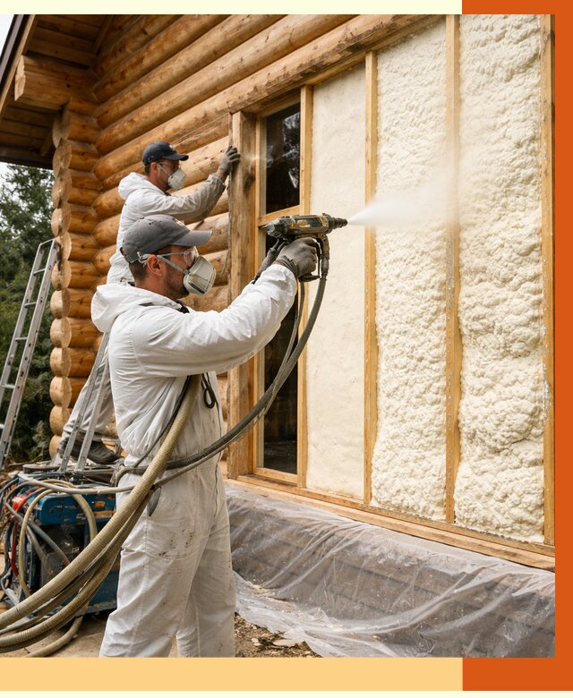 Утепление деревянного дома ППУ в Кунгуре от 4308 руб/м2 | ТепломастерКнг — под ключ