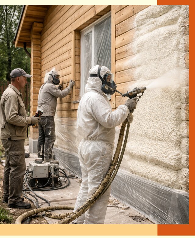 Утепление дома из бруса ППУ в Кунгуре от 3949 руб/м2 под ключ | ТепломастерКнг