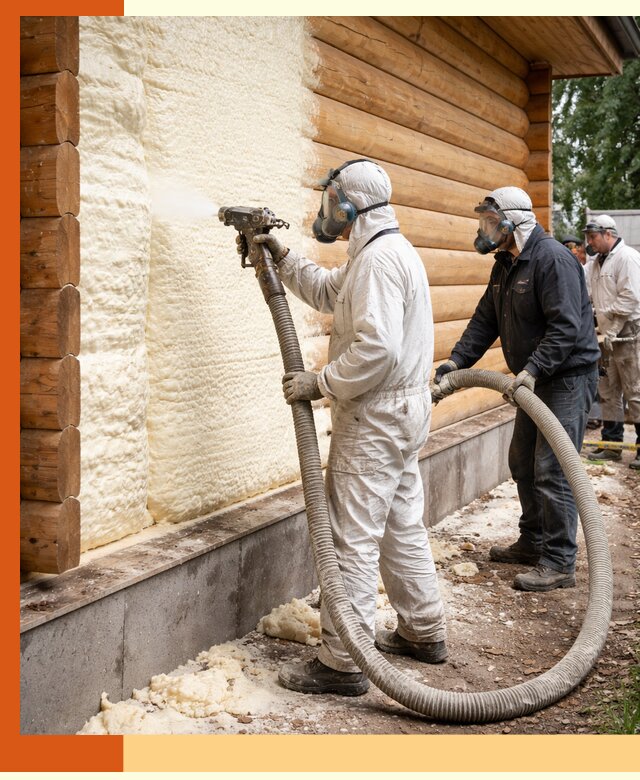 Утепление дома из бруса пенополиуретаном в Кунгуре