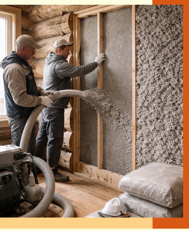 Утепление бревенчатого дома эковатой в Кунгуре от 2820 руб. | ТепломастерКнг