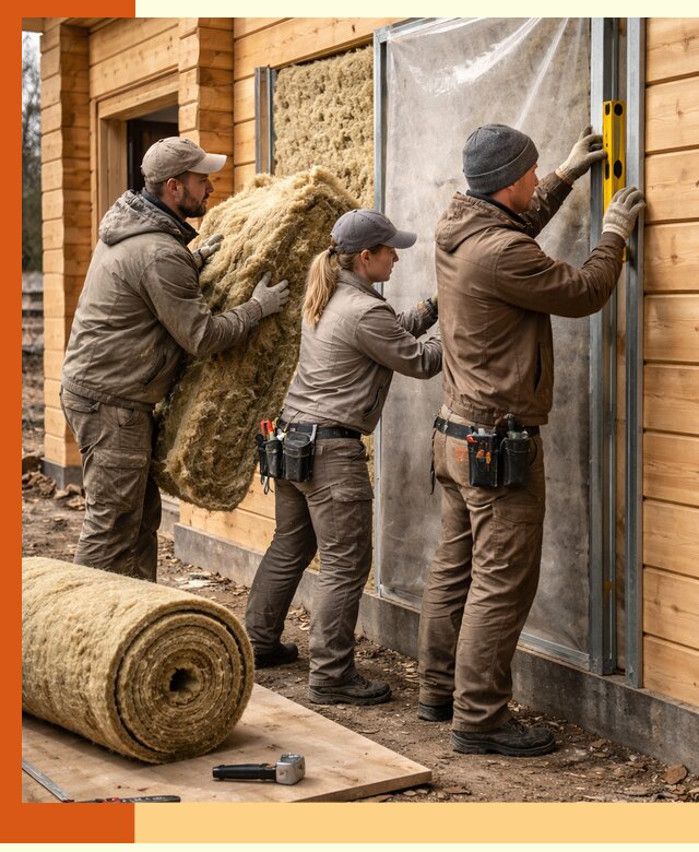 Утепление дома из двойного бруса в Кунгуре качественно и надёжно