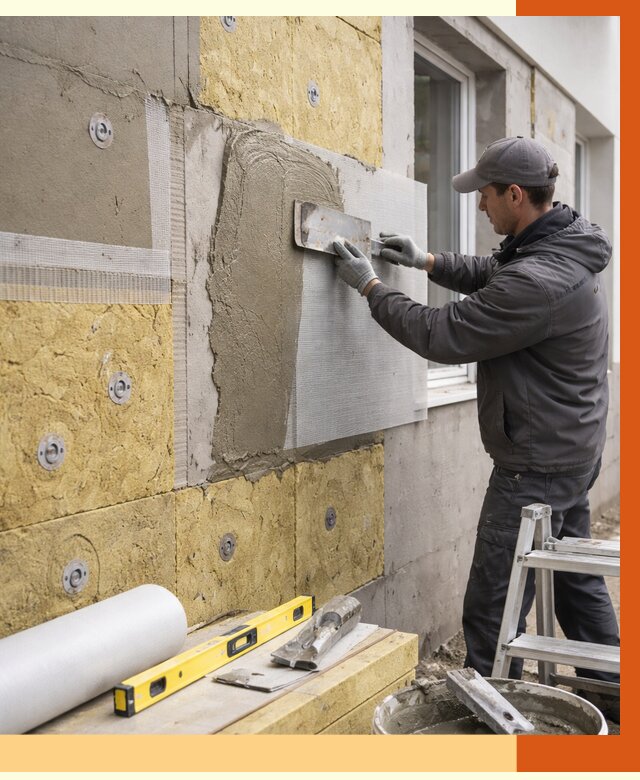 Утепление фасада под штукатурку в Кунгуре от 4308 руб/м2 — монтаж пенопластом и минватой | ТепломастерКнг