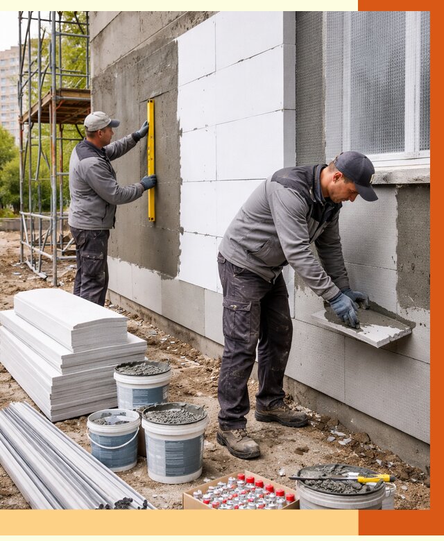 Утепление фасада и стен снаружи в Кунгуре от 4308 руб. | ТепломастерКнг