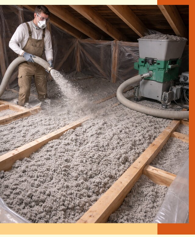 Утепление чердака эковатой в Кунгуре от 1487 руб/м2 — заказать у ТепломастерКнг