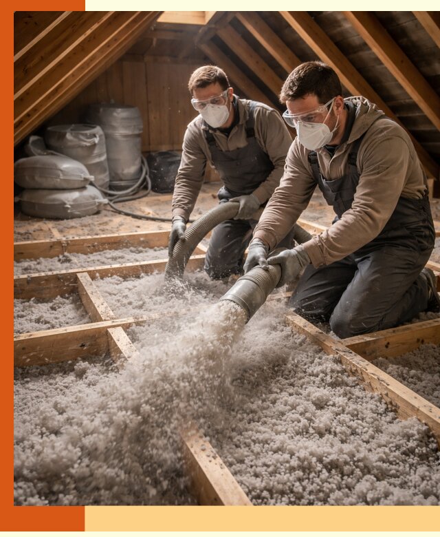 Утепление чердака эковатой в Кунгуре — быстро и надёжно