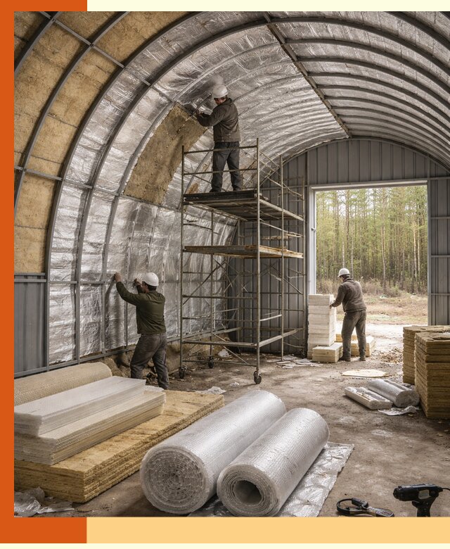 Утепление арочного ангара под ключ в Кунгуре