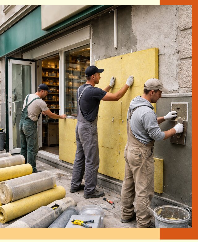 Утепление магазина в Кунгуре от 4615 руб/м2 — цена, стены и снаружи | ТепломастерКнг