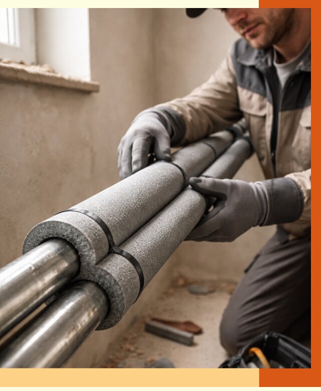 Утепление труб отопления в Кунгуре от 2923 руб. за м² — услуги под ключ | ТепломастерКнг