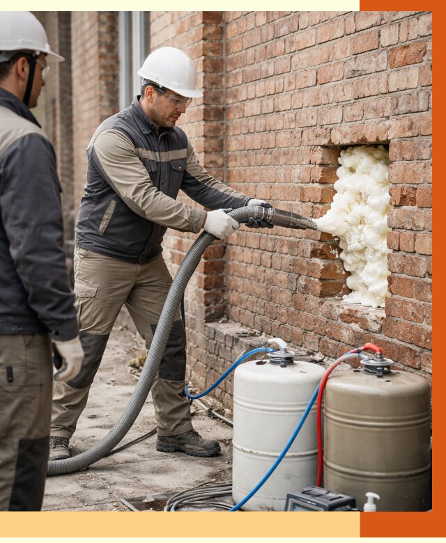 Заливка ППУ в пустоты кирпичной стены в Кунгуре от 2820 руб. | ТепломастерКнг