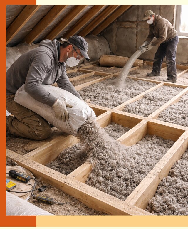 Заполнение полостей чердачного перекрытия в Кунгуре качественно и надёжно