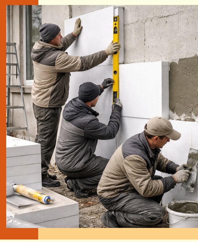 Утепление пенопластом наружных стен и фасадов в Кунгуре