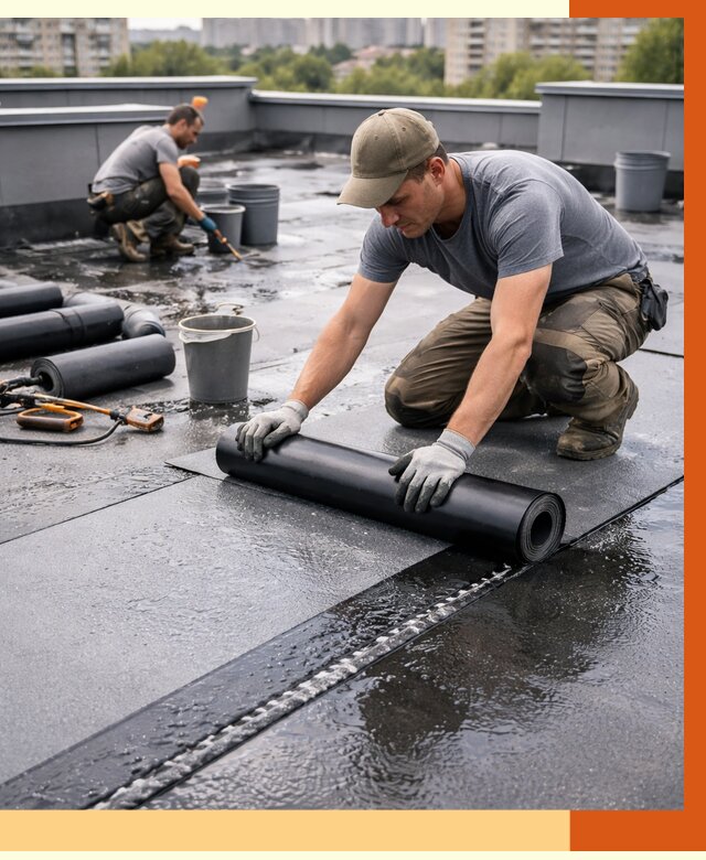 Гидроизоляция плоской кровли в Кунгуре от 4615 руб./м2 — профессионально | ТепломастерКнг