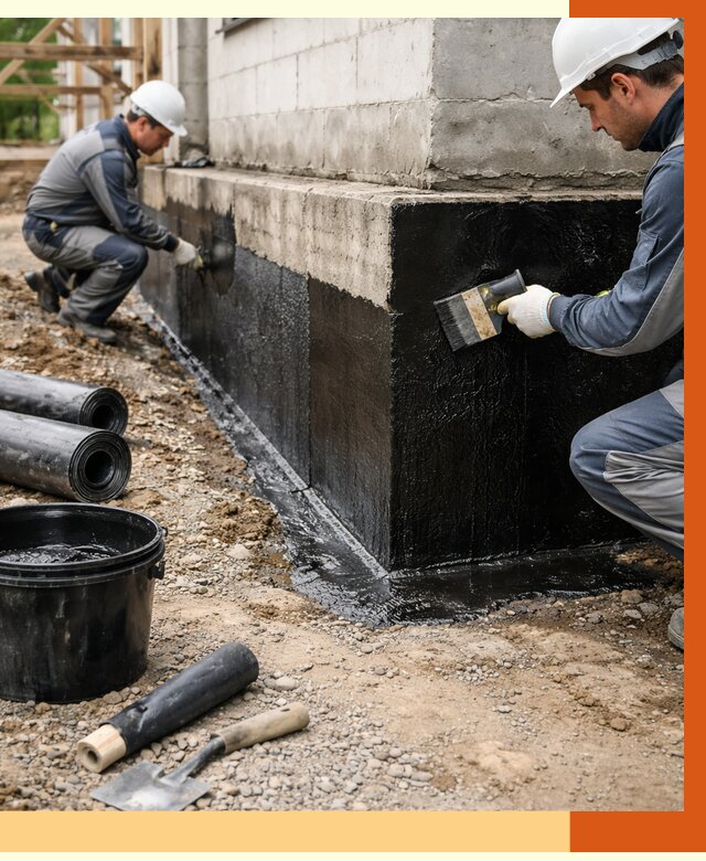 Гидроизоляция фундамента в Кунгуре от 1282 руб. — профессионально, под ключ | ТепломастерКнг