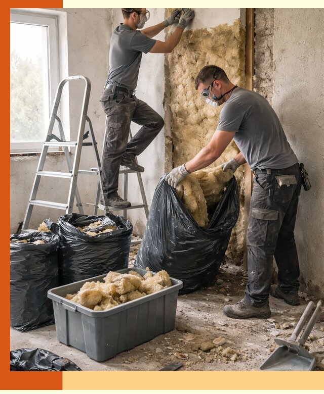 Демонтаж старого утеплителя и вывоз отходов в Кунгуре